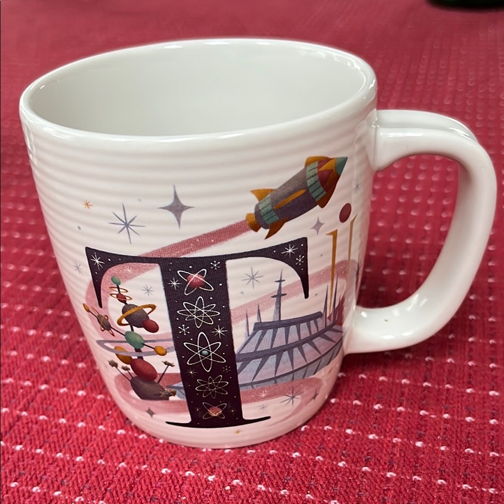 Disney T mug Tomorrowland ABC collection  White Ceramic coffee  Mug Retro space